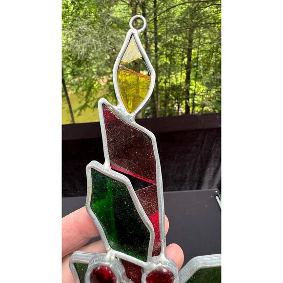 Vintage Lot Of 6 Stained Glass Christmas Suncatchers See Photos -S1C - Picture 7 of 11